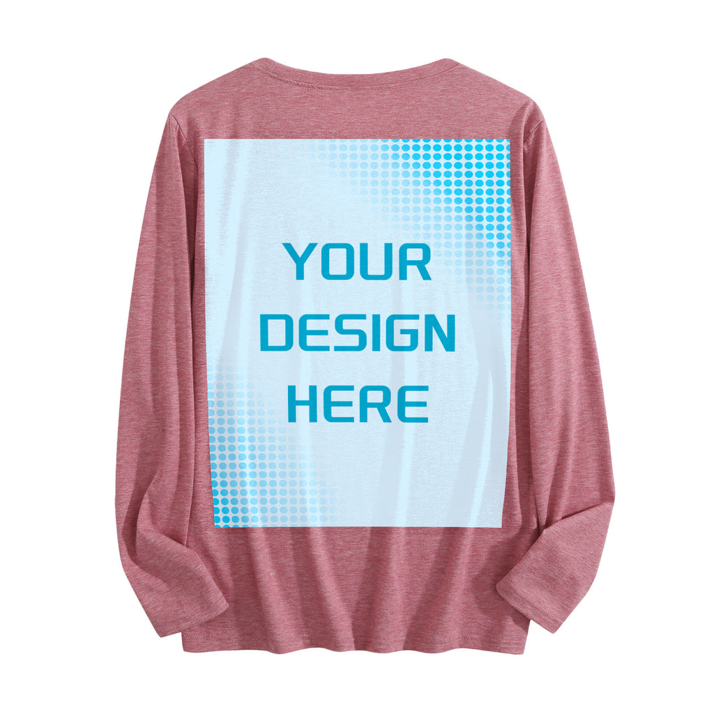 Women's Four Color Round Neck Long Sleeve T-shirt - Rear (CA Factory 02, USA)