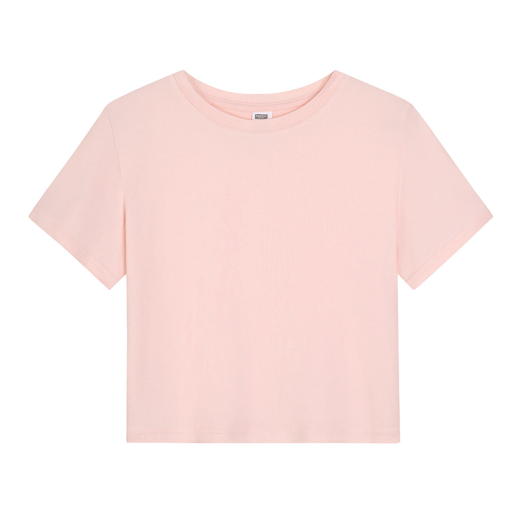 Hot girl elastic exposed navel female T-unprinted (CA-2 factory in the United States)