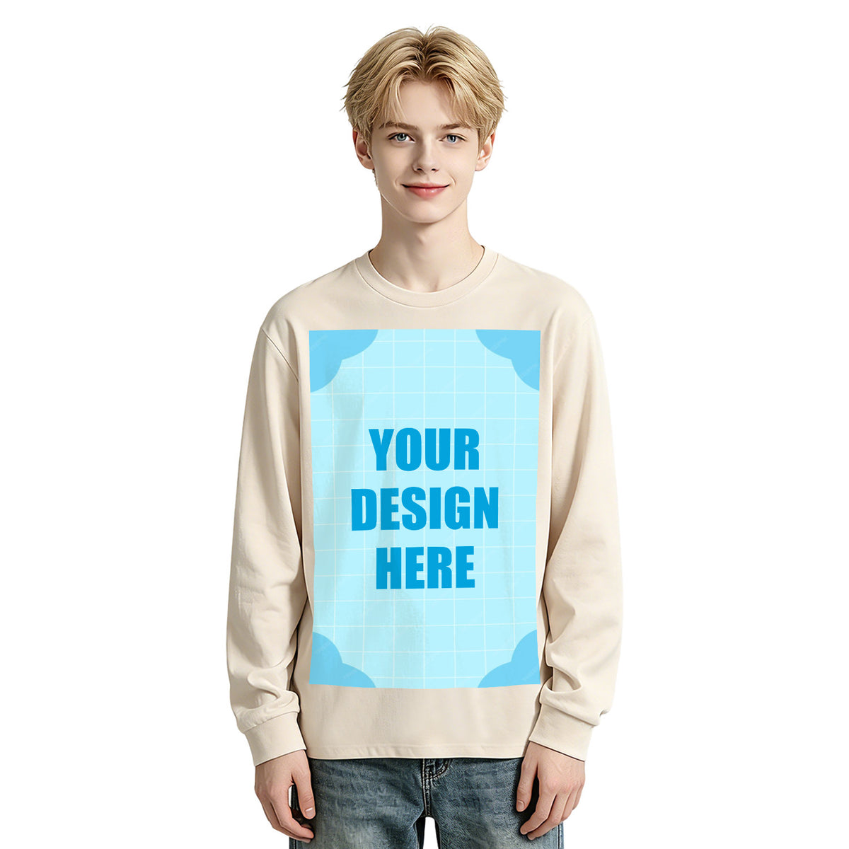 Men's Pure Cotton Long Sleeve - Front (CA Factory 02, USA)
