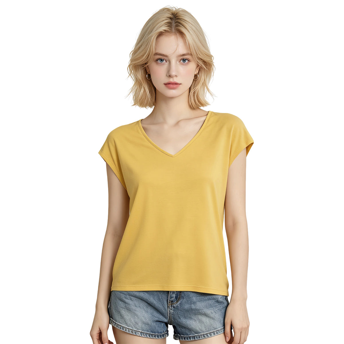 180g V-neck colored cotton vest - unprinted (NJ-2 factory in the United States)