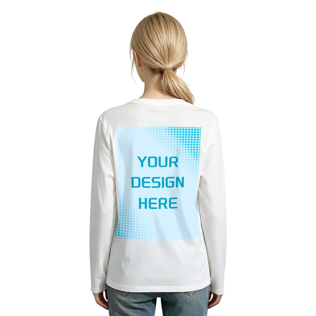 Women's Four Color Round Neck Long Sleeve T-shirt - Rear (CA Factory 02, USA)