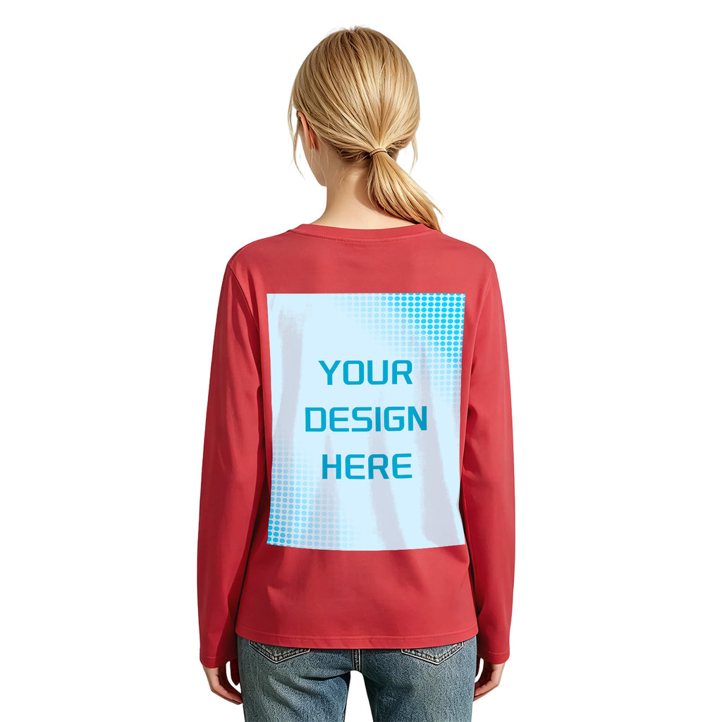 Women's Four Color Round Neck Long Sleeve T-shirt - Rear (CA Factory 02, USA)