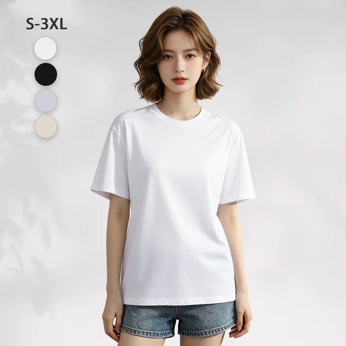 180G ordinary women's pure cotton T-shirt - unprinted (CA-2 factory in the United States)