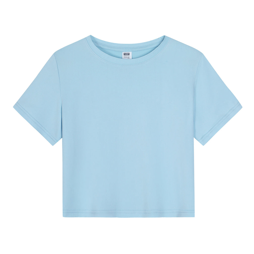Hot girl elastic exposed navel female T-unprinted (CA-2 factory in the United States)