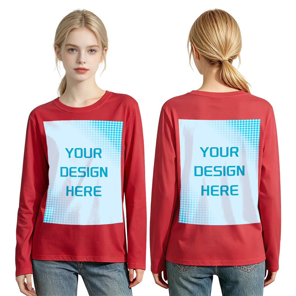 Women's Four Color Round Neck Long Sleeve T-shirt - Double (CA Factory 02, USA)