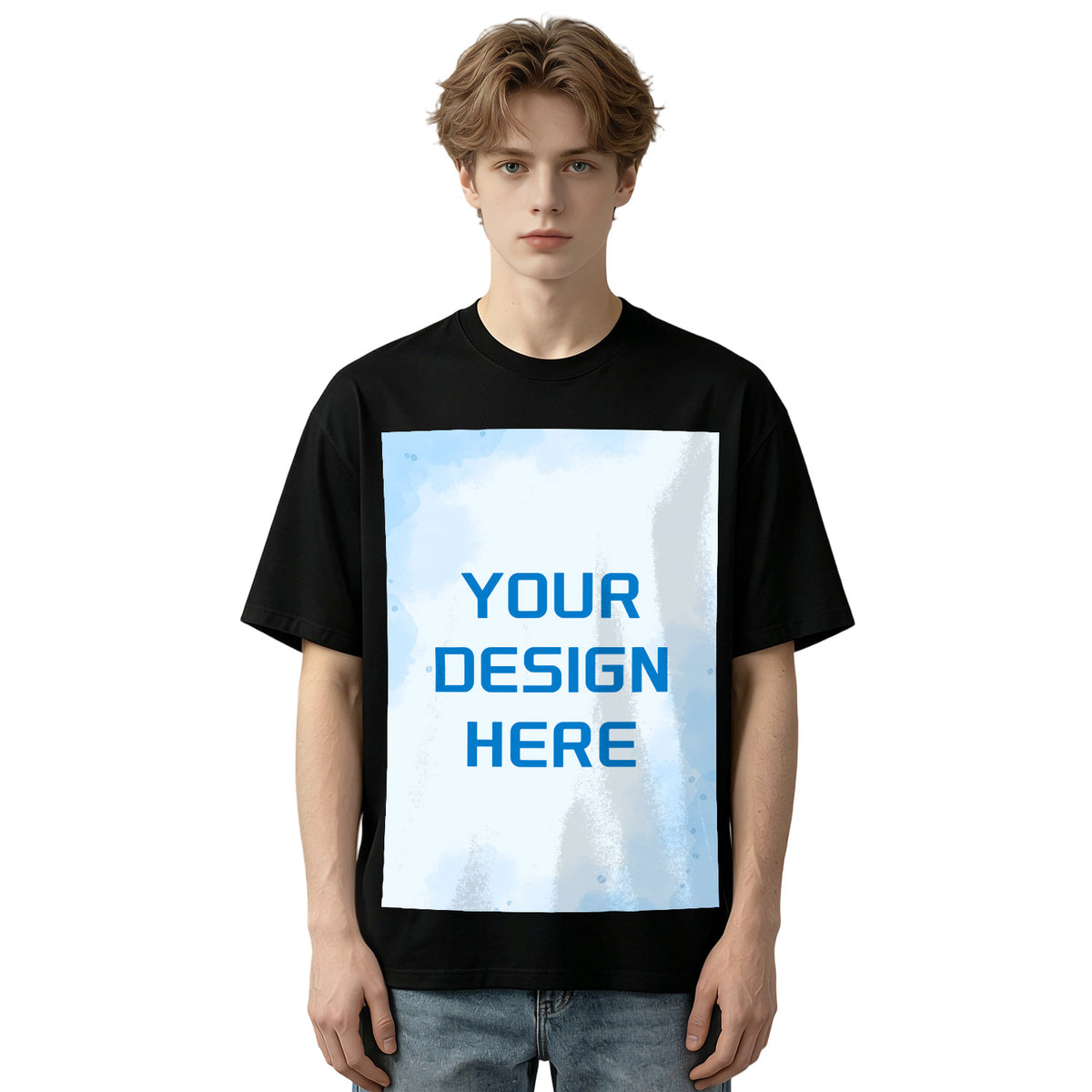 200g pure cotton men's T-shirt with front print (Australia)