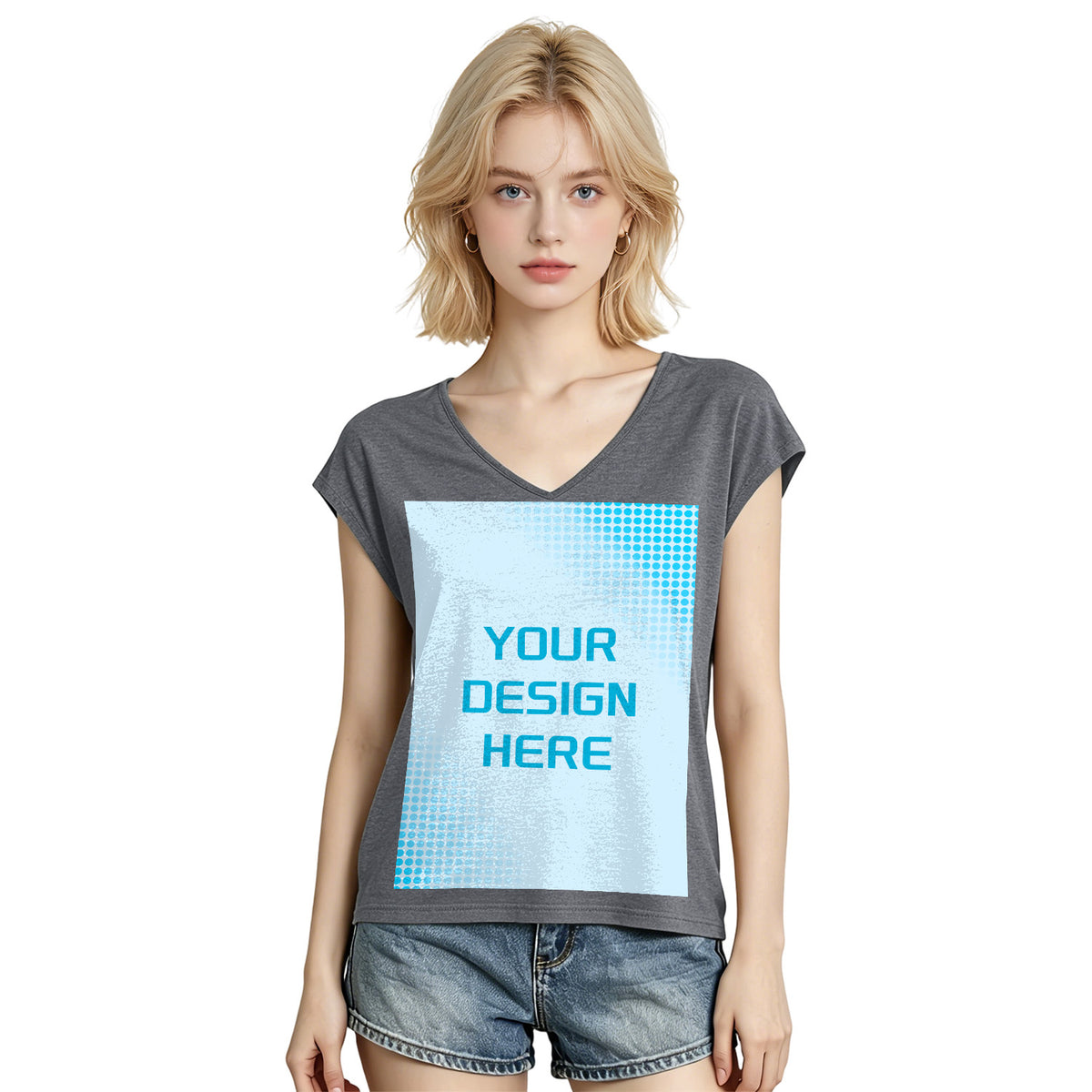 180g V-neck colored cotton vest - front (NJ-2 factory in the United States)