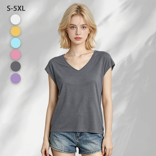 180g V-neck colored cotton vest - front (NJ-2 factory in the United States)