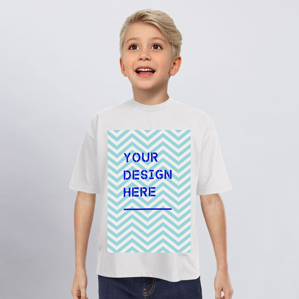 180g black/white positioning printed youth T-shirt - front