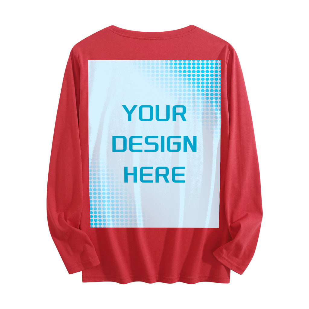Women's Four Color Round Neck Long Sleeve T-shirt - Rear (CA Factory 02, USA)