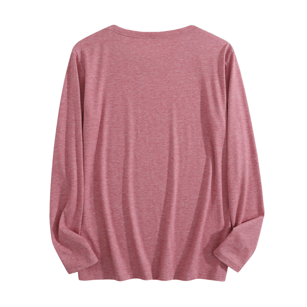 Women's Four Color Round Neck Long Sleeve T-shirt - Rear (CA Factory 02, USA)