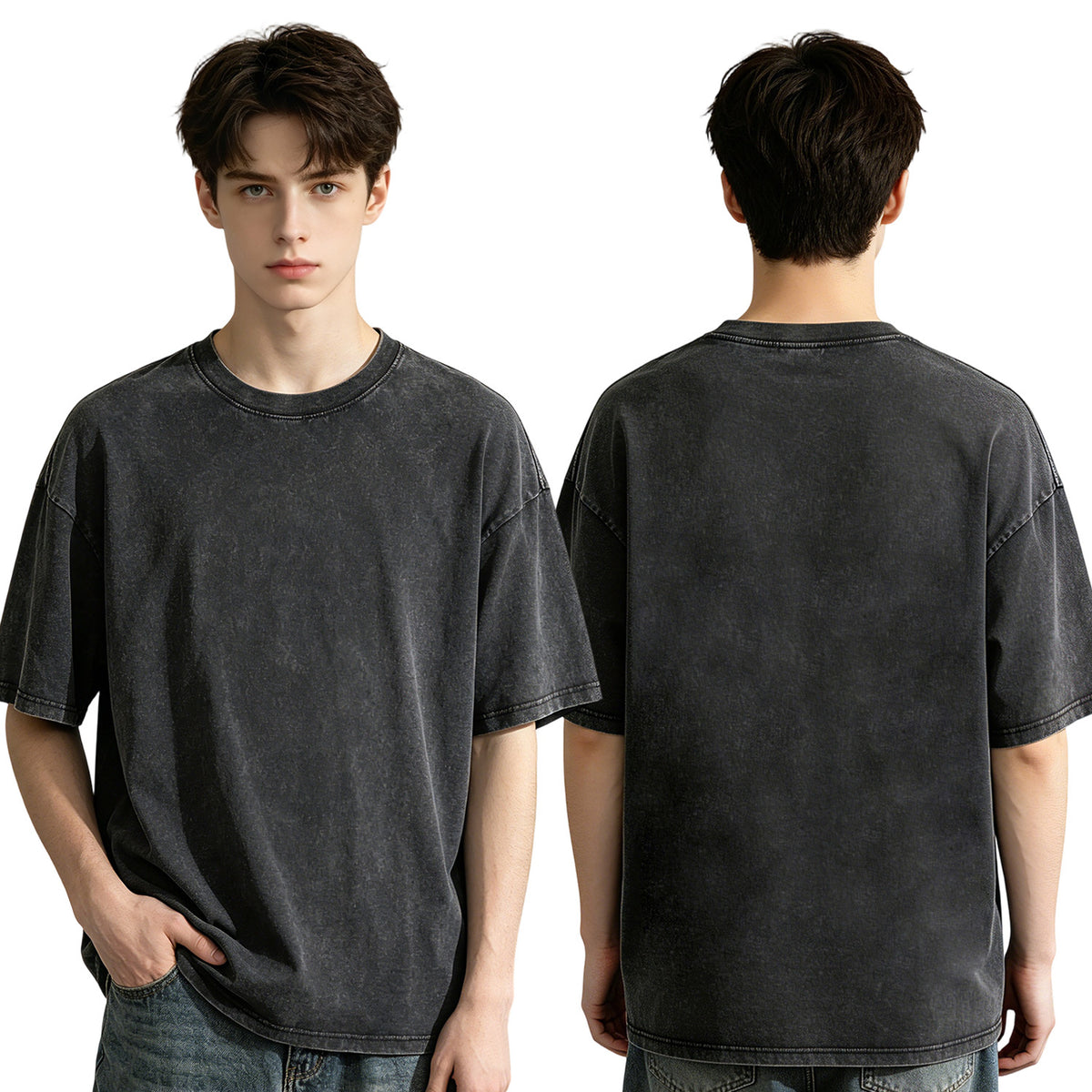 Unprinted - Printed Water Washed T-shirt 220g Pure Cotton Men's [Australia]