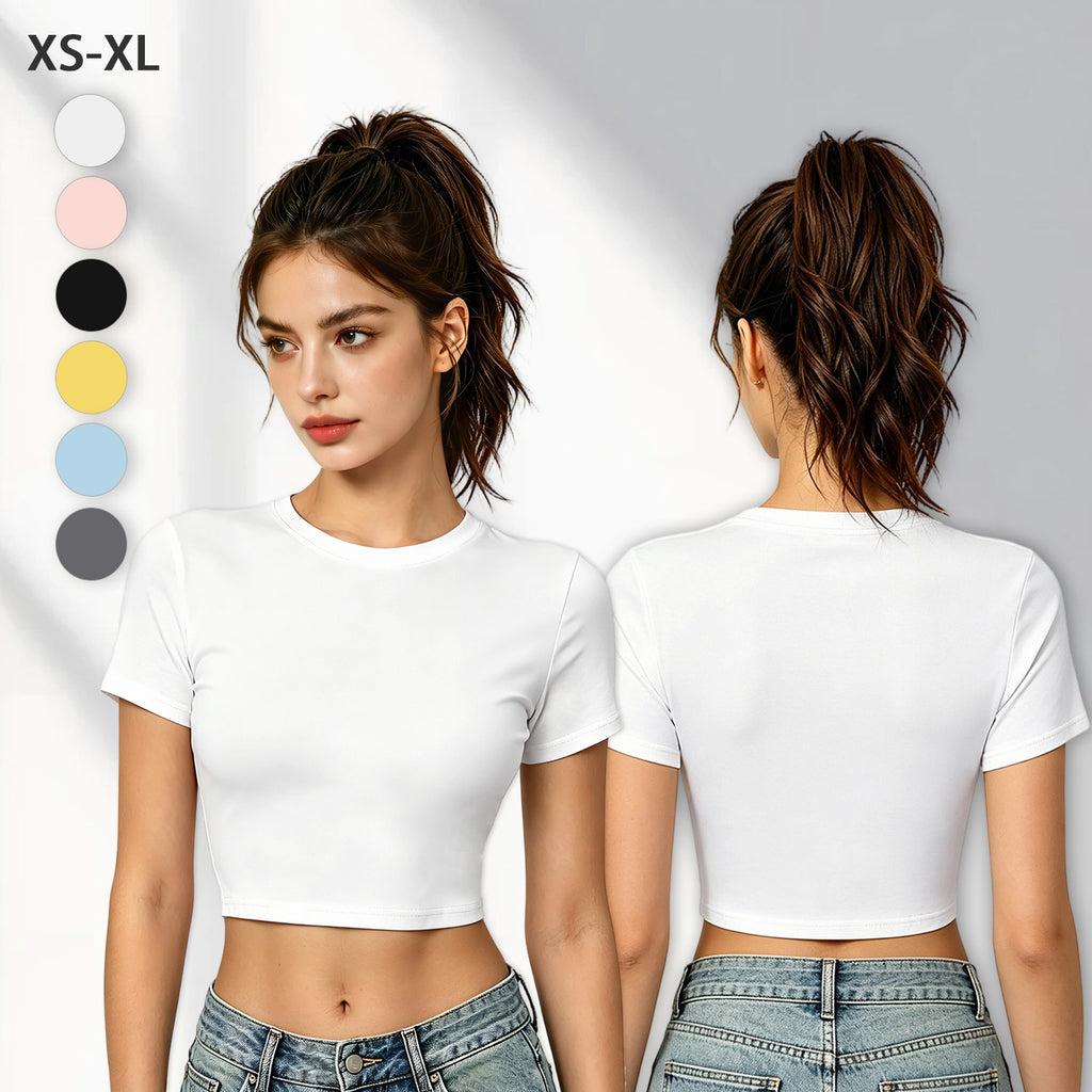 Hot girl elastic exposed navel female T-double (CA-2 factory in the United States)