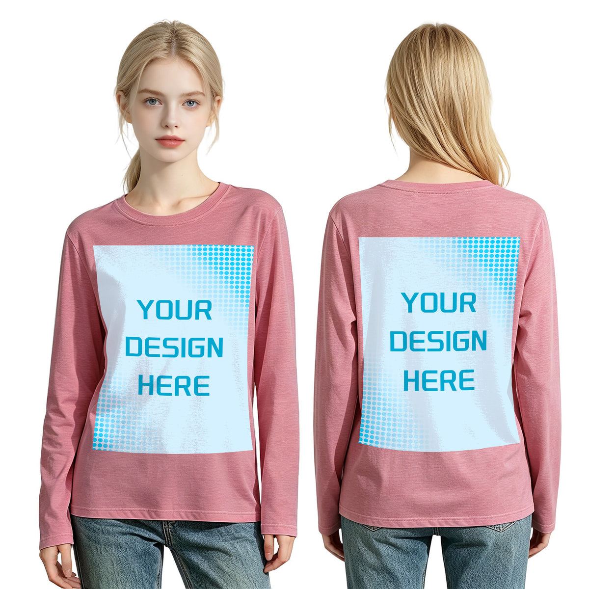 Women's Four Color Round Neck Long Sleeve T-shirt - Double (CA Factory 02, USA)