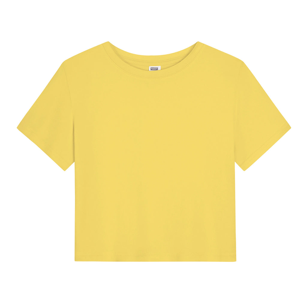 Hot girl elastic exposed navel female T-unprinted (CA-2 factory in the United States)