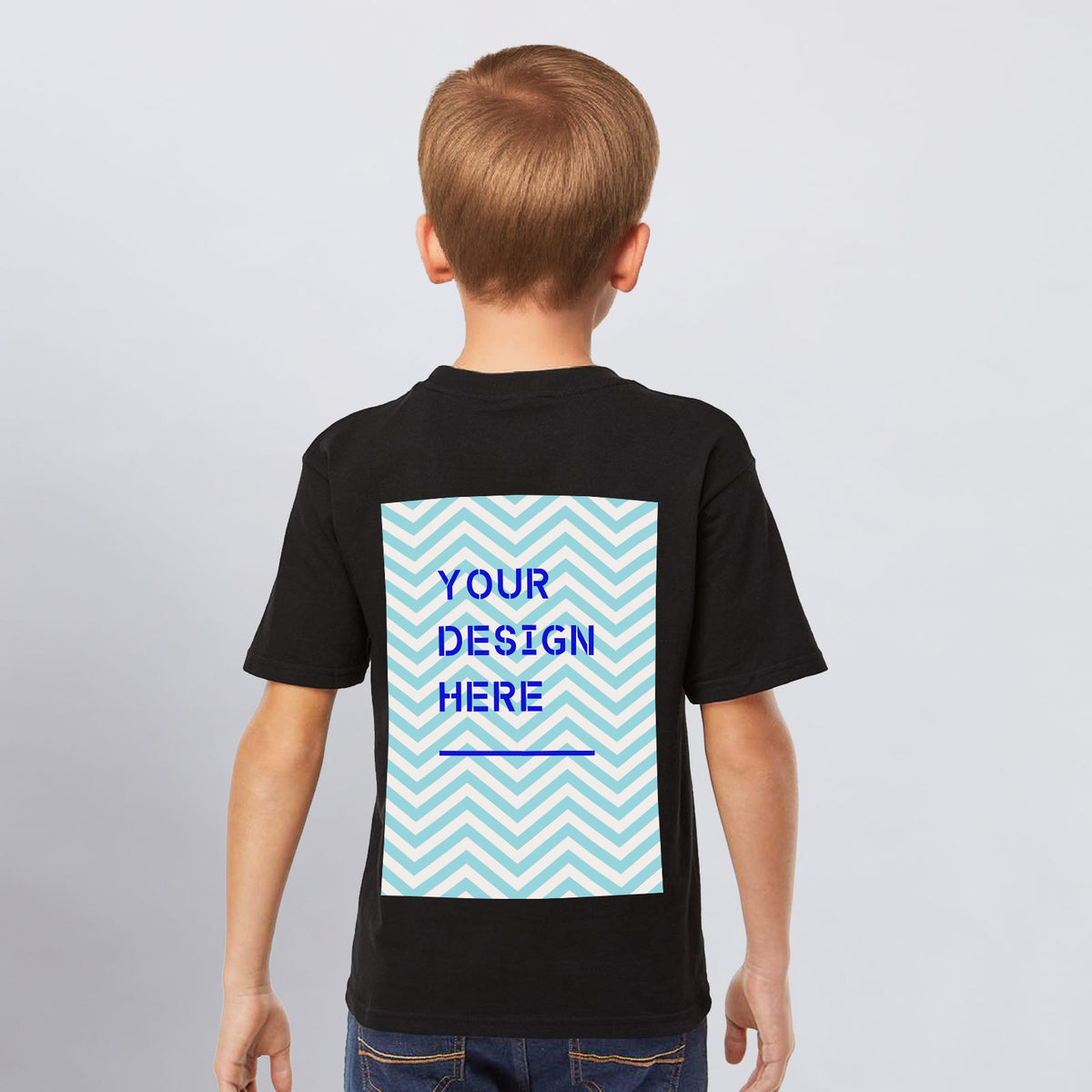 180g black/white positioning printed youth T-shirt - rear