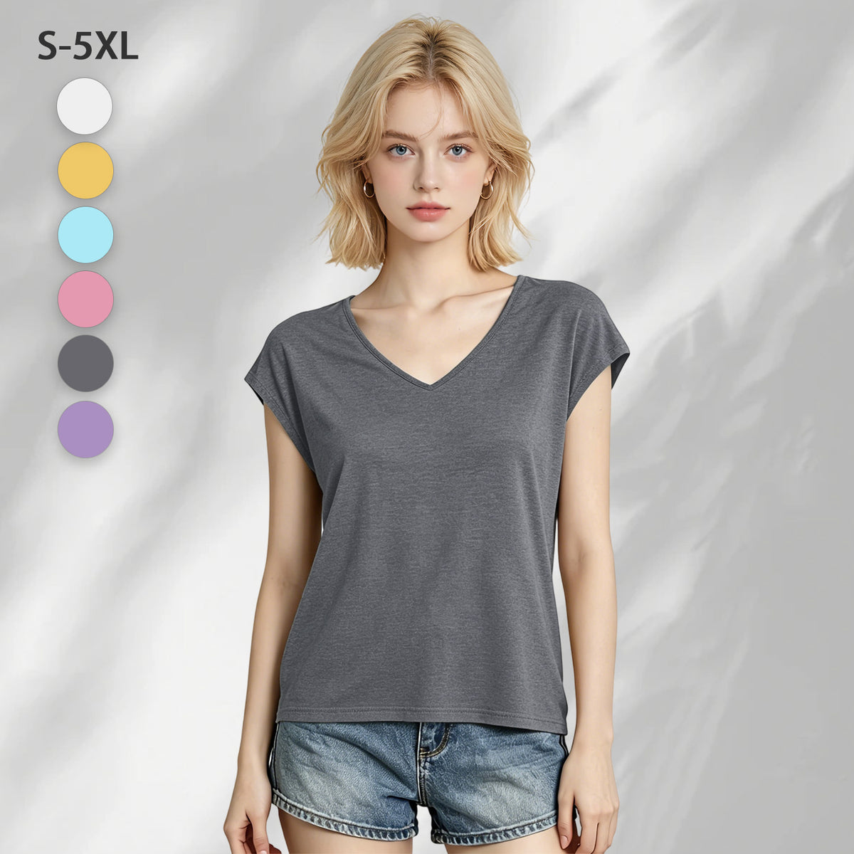 180g V-neck colored cotton vest - unprinted (NJ-2 factory in the United States)