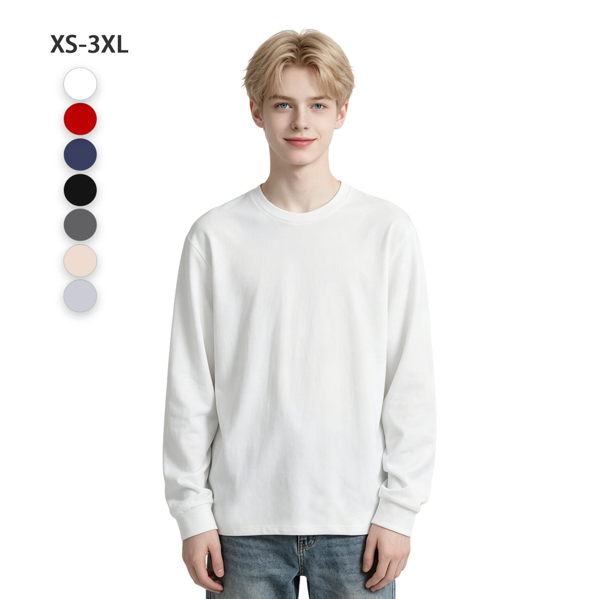Men's Pure Cotton Long Sleeve - Front (CA Factory 02, USA)