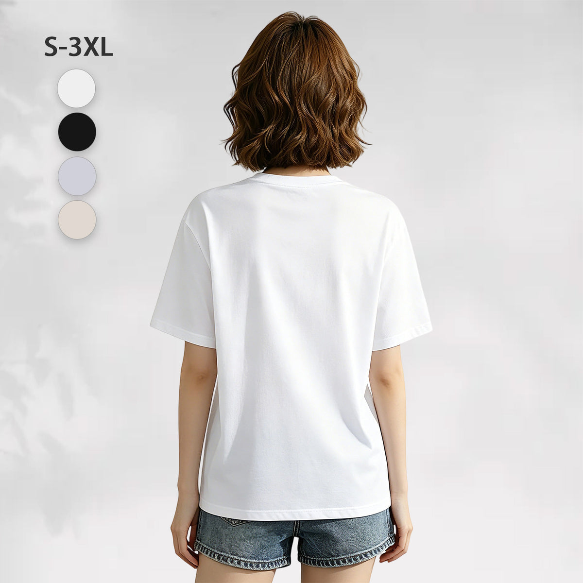 180G Ordinary Women's Pure Cotton T-shirt - Rear (CA-2 Factory in the United States)