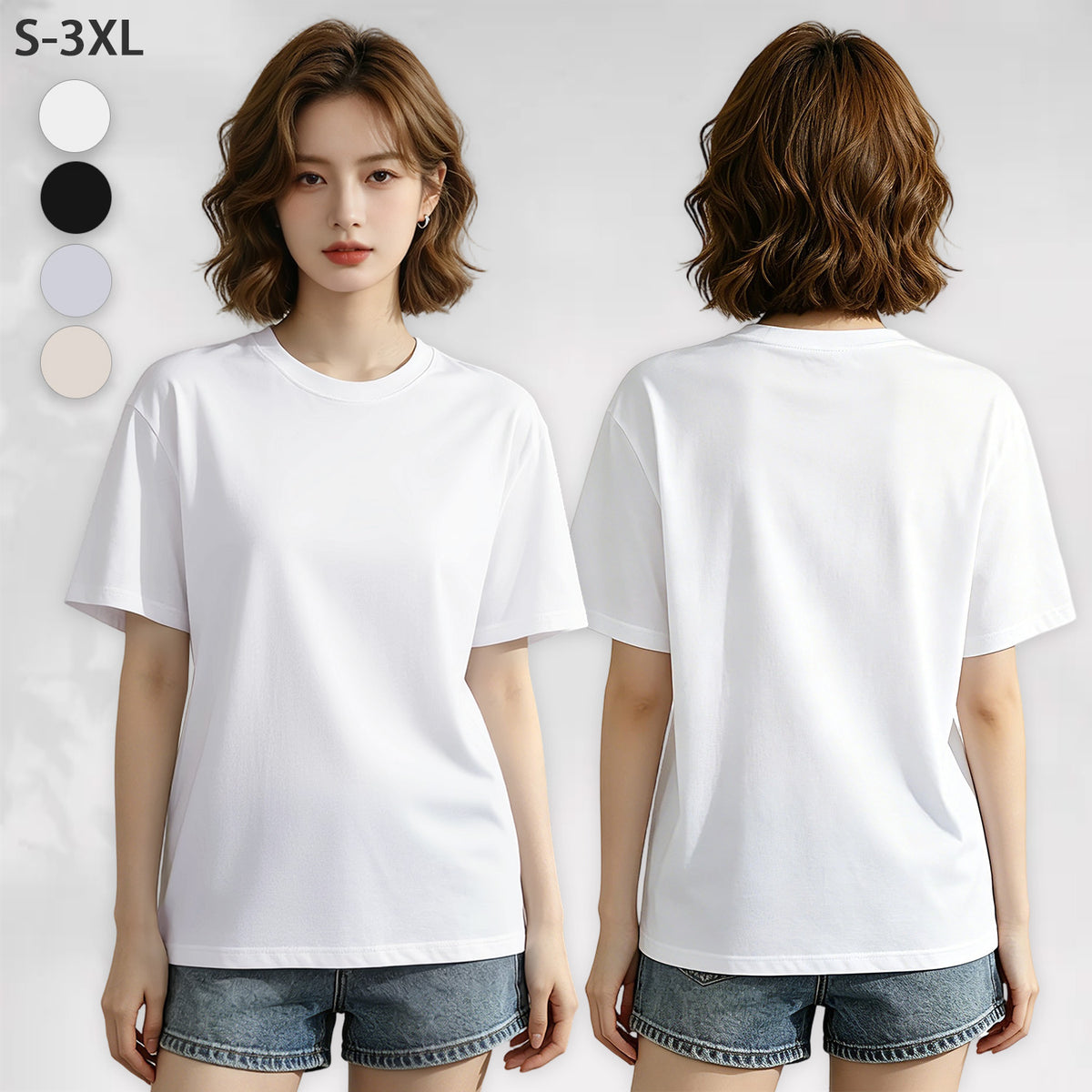 180G Ordinary Women's Pure Cotton T-shirt - Double (CA-2 Factory in the United States)