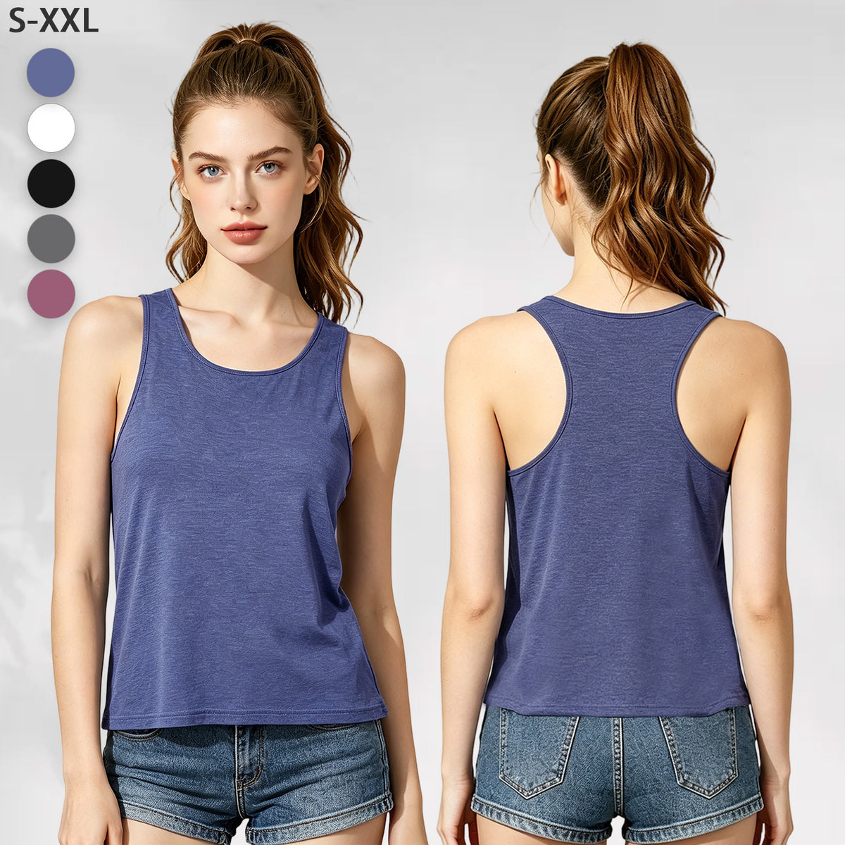 Women's Colored Cotton Tank Top - Double (CA-2 Factory in the United States)