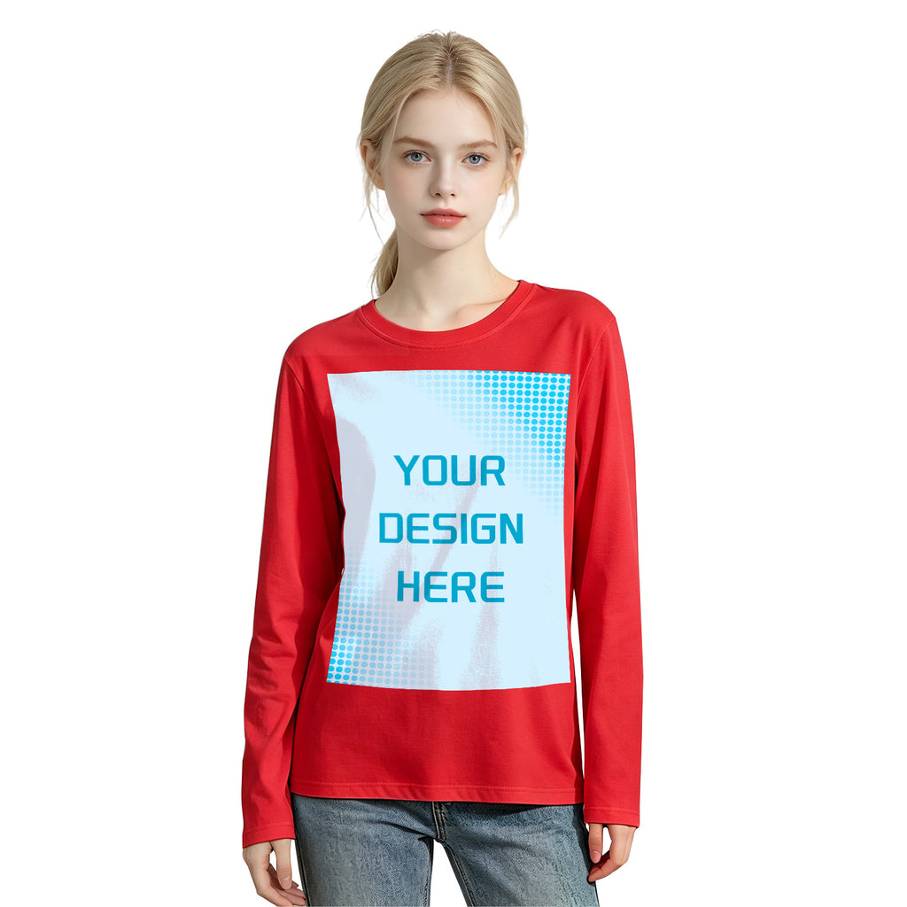 Women's 4-color round neck long sleeved T-shirt - Front (CA Factory 02, USA)