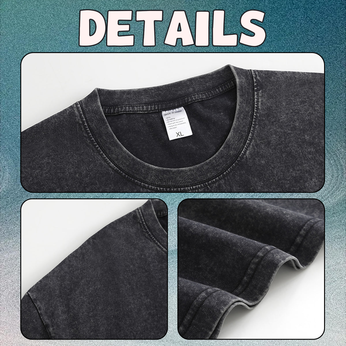Front - Printed washed T-shirt 220g pure cotton men's style [Australia]